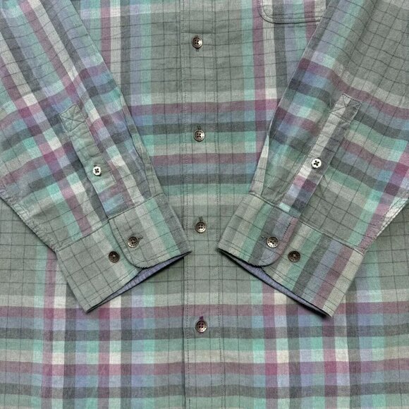 Tommy Bahama Men's Big and Tall 3XB Coastline Cord Verde Plaid Trout Green Shirt - Picture 4 of 9